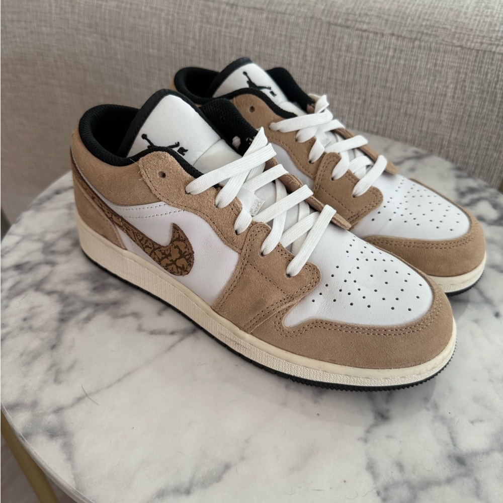 Brown and White Low Top Nikes